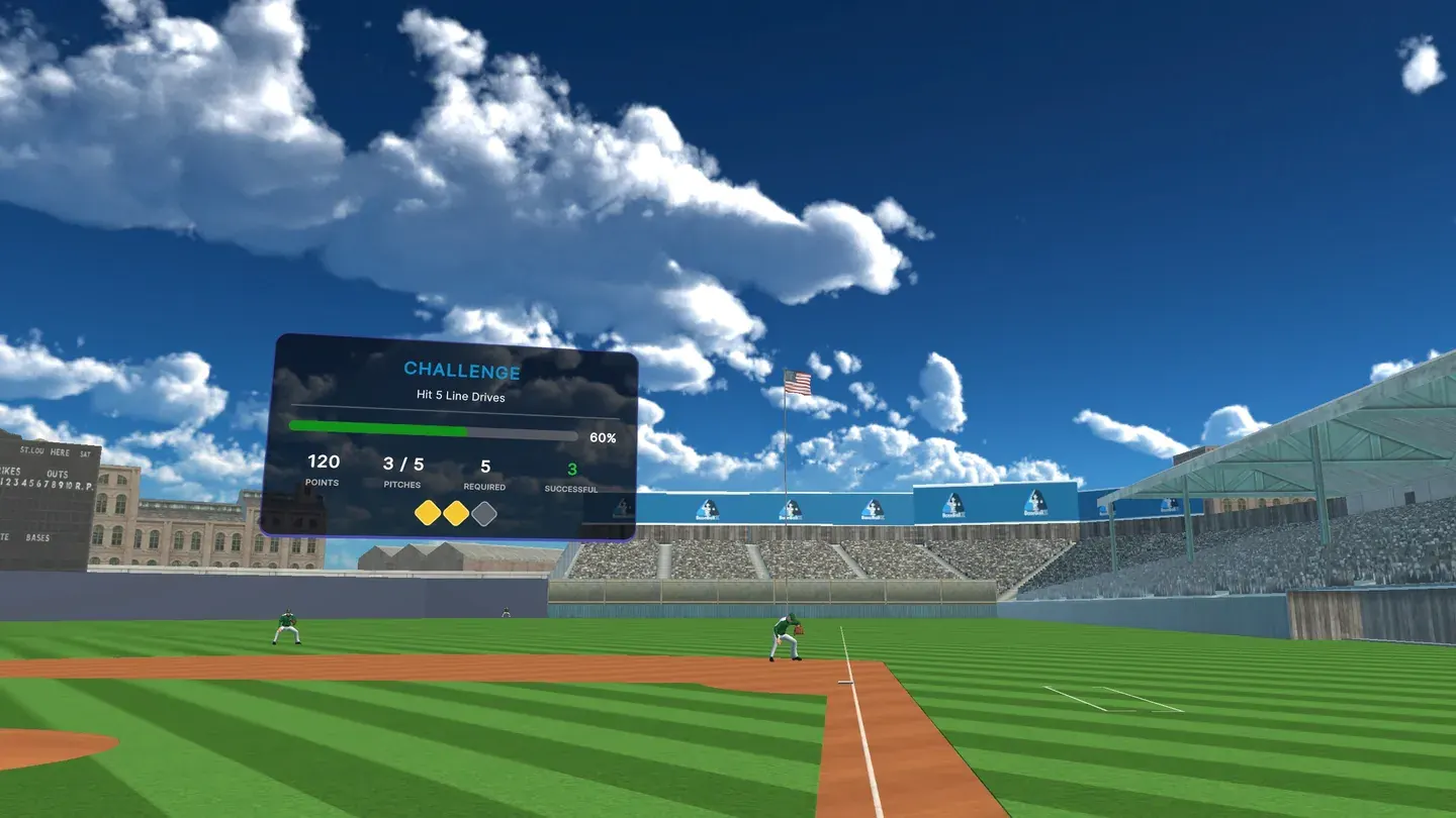 A BaseballX challenge in progress with its score panel