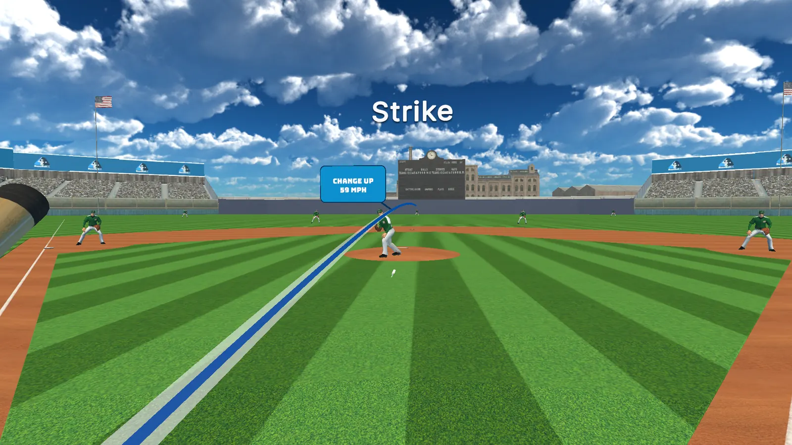 A called strike with the pitch’s flight line and pitch card