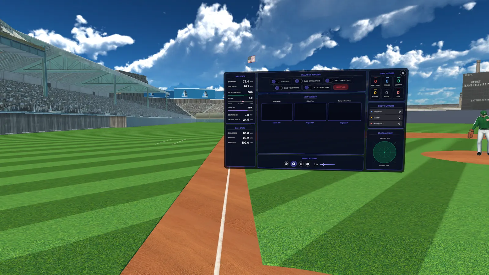 The BaseballX swing analytics panel in the ballpark
